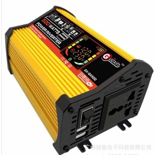 12V to 220V 500W vehicle power converter inverter with dual USB LCD display
