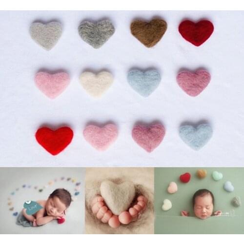 Newborn Photography Props Heart Wool DIY Photography Props Accessories Photography Baby Studio Felt Love Heart 5pcs/set