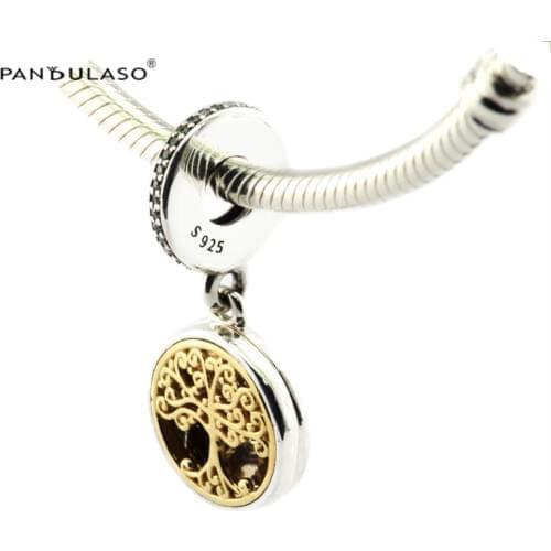 Family Roots Clear CZ Charm Silver Original Beads For Jewelry Making For European Woman Bracelets DIY Sterling Silver Beads