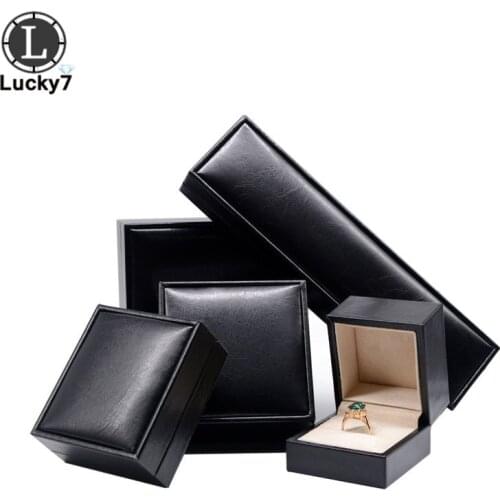 Black Jewelry Box Ring Box Pendant Box PU Leatherette Bracelet Necklace Box For Ring Display Jewelry Case Ring Storage Case