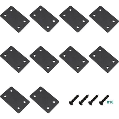 10Pcs Stainless Steel Black Straight Brace 4/6Holes Flat Straight Braces,Straight Brackets,Connect plate,Connecting Sheet Screws