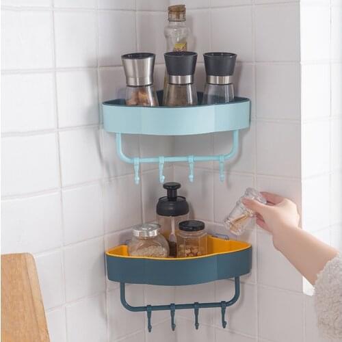 Punch Free Corner Bathroom Shelf Shelves Bathroom Accessories Bathroom Organizer Storage Rack Kitchen Bathroom Tripod Wall Shelf