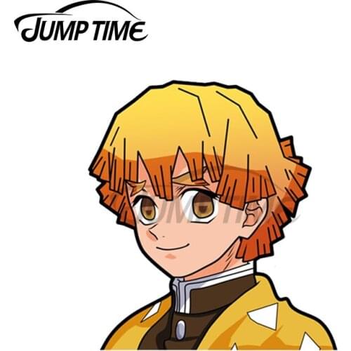 Jump Time 13 x 9cm For Demon Slayer Zenitsu Agatsuna Creative Car Sticker Bumper Window Decal Suitable for All Types of Vehicles