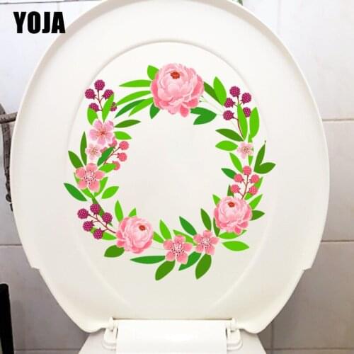 YOJA 22.5X22.7CM Hand Drawn Cartoon Wreath Wall Sticker Fresh Room Decoration Toilet Decal T1-1815