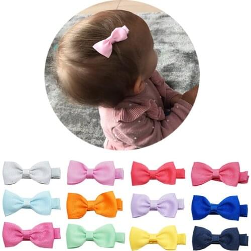 10pcs/lot Solid Color Ribbon Bowknot Toddler Hair Clips Handmade Bows Baby Girls Barrettes Bangs Hairpins Photo Props