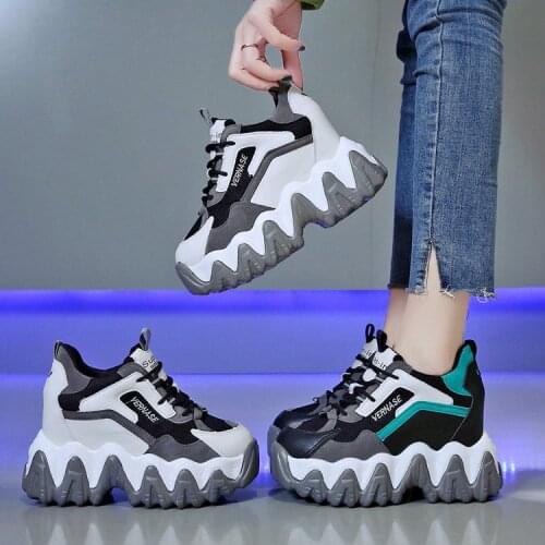 Womens Wedges Platform Sneakers 2020 Spring Super High Heels Vulcanize Shoes Woman Height Increasing Chunky Sneakers
