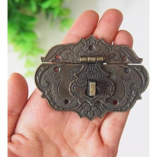 1 Set Vintage Antique Wooden Case Jewelry Gift Box Decor Hasp Latch Hook Hardware Door Clasp Lock Picks Furniture Fittings