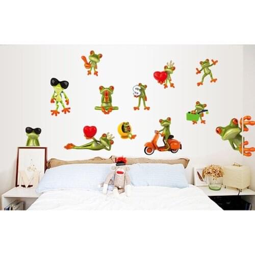 1pcs Cartoon Funny Humorous Frog Big Eye Wall Stickers DIY Home Decor Kids Room House Bedroom Living Room Car Sticker Art Mural