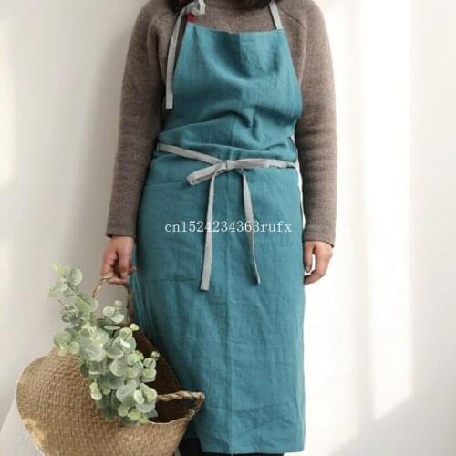 10pcs Linen Cotton Aprons for Shopping Kitchen Aprons Uniform Unisex Adult Aprons for Woman Ladys Kitchen Cooking Coffee