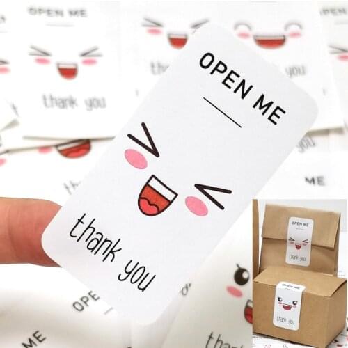 100pcs Thank You Decoration Rectangle Stickers Seal Labels for Business Packaging Gifts Stickers OPEN ME STICKERS
