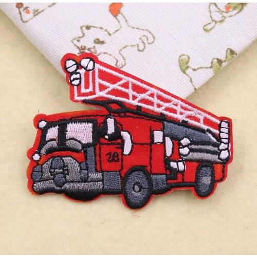 2pcs Red Cartoon Car embroidery cloth stickers clothes decoration patch sticker for T-shirt on Stripes Appliques Clothes Sticker
