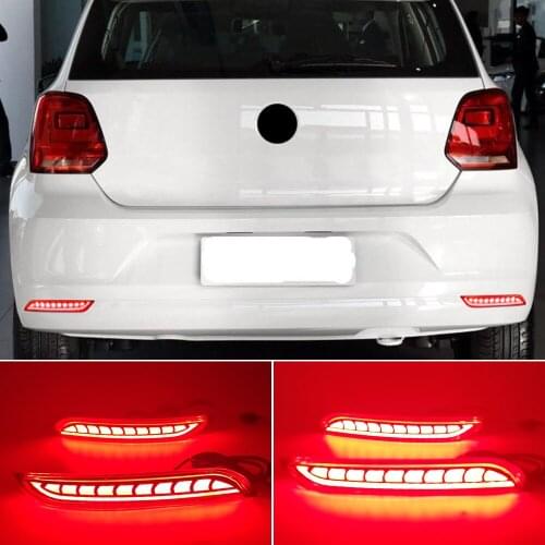 2PCS LED Reflector light For Volkswagen VW Polo 2014 2015 2016 2017 2018 Rear Fog Lamp Bumper Light Brake Light Turn Signal