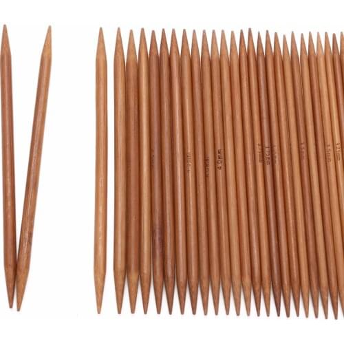 55pcs 11 Sizes 13cm Double Pointed Carbonized Bamboo Knitting Needles Set Tools Carbonized Bamboo Sweater Needle Weave Craft