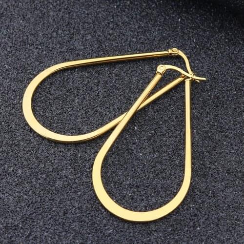 Anti-allergic Stainless Steel Hoop Earrings Geometric Pendientes For Women Trendy Classic Female Big Ellipse Earrings Jewelry