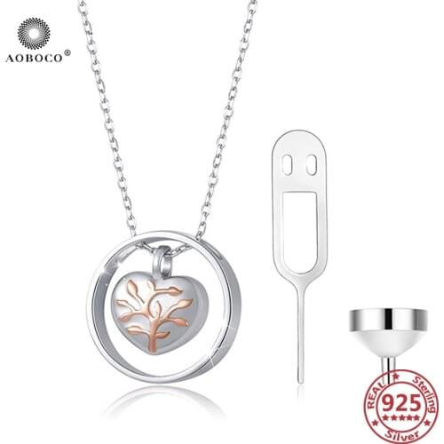 AOBOCO 925 Sterling Silver Life of Tree Pendant Urn Necklaces for Ashes Memorial Urns Necklace Pet Ashes Casket Keepsake Jewelry