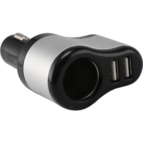 Car Lighter Charger Suitable For Cell Phone 12-24V Dual USB Car Charger with Cigarette Lighter Socket Power Adapter