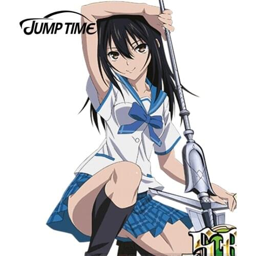 JumpTime 13cm x 9.7cm 3D Car Stickers Sexy Beauty Anime Strike The Blood Girl Himeragi Yukina Decal Rear Windshield Car Styling