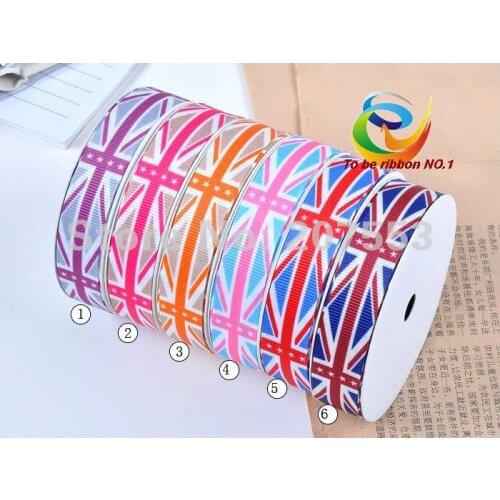 Free Shipping Wholesale 1"(25mm) 100yards Fashion United Kingdom National Flag Grosgrain Ribbon 100% Polyester WY-LX022-025