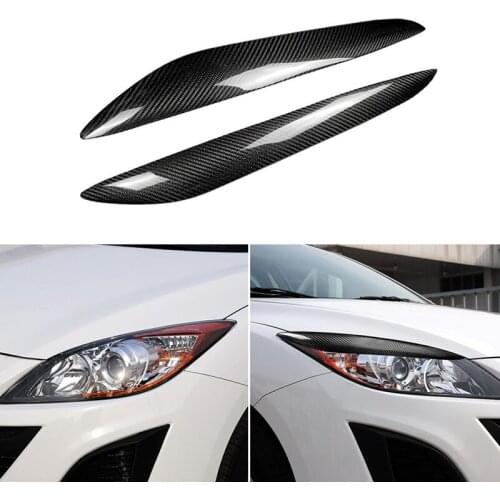 Real Carbon Fiber Headlight Eyelid Eyebrow Cover for Mazda 3 Mazda3 JDM 2010-2013 Car Headlight Protector Stickers Accessories