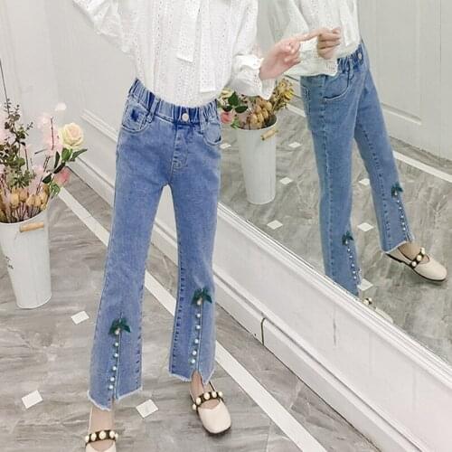 Baby Girl Wide Leg Jeans Kids Girls Denim Pants Children Outwear Long Trousers Fall Spring Toddler Girl Winter Pants 3-13 Yrs