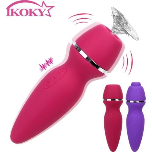 IKOKY Sex Oral Licking Sex Toys for Women with Two Head 7 Speed Clit Sucker Vibrator Blowjob Vibrating Clitoris Nipple Sucking