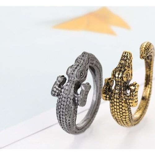 1Pcs Antique Bronze Boho Chic Adjustable Wild Crocodile Alligator Ring Animal Encircle Ring Wedding Rings Boho Jewelry