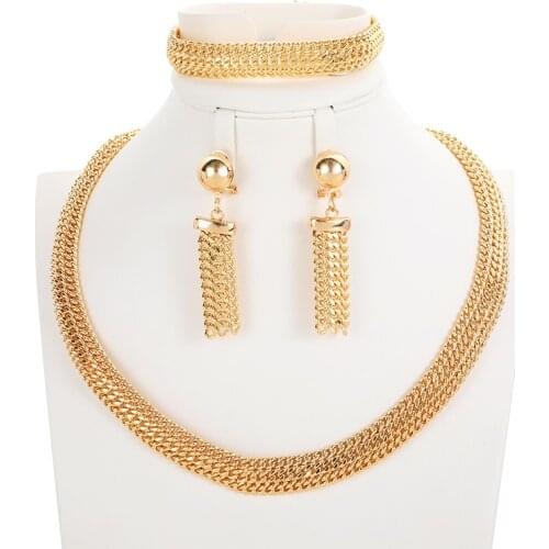 Vintage Gold Jewelry Sets Necklace Earrings Bracelet Ring For Women Crystal African Wedding Bridal Party Accessories Gift