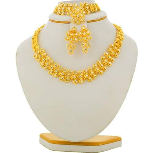 African Gold Color Ethiopian Jewelry Eritrea Habesha Sudan set Bridal Wedding Jewellery Pendant Necklace Earring Arab for Women