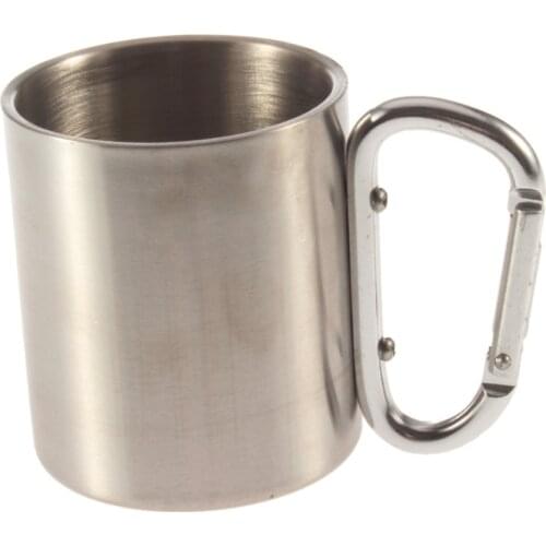 Double Wall Mug Camping Traveling Stainless Steel Tumbler Carabiner Hook Mug Hiking Travel Gadget Coffee Steel Tea Mug