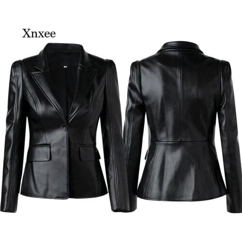 Spring Pu Leather Jacket Vintage Oversize Motorcycle Fall Long Sleeve Single Button Slim Women Jackets Punk Clothing Overcoat