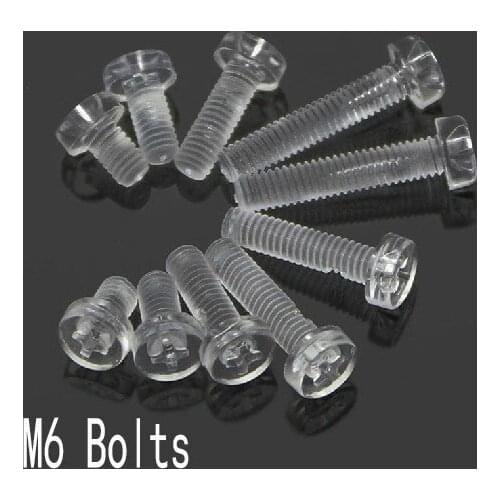 M6 x 12mm PC transparent screw bolt clear acrylic LED PCB Board Pet hamster house DIY Display cabinet Plate pet room fastener