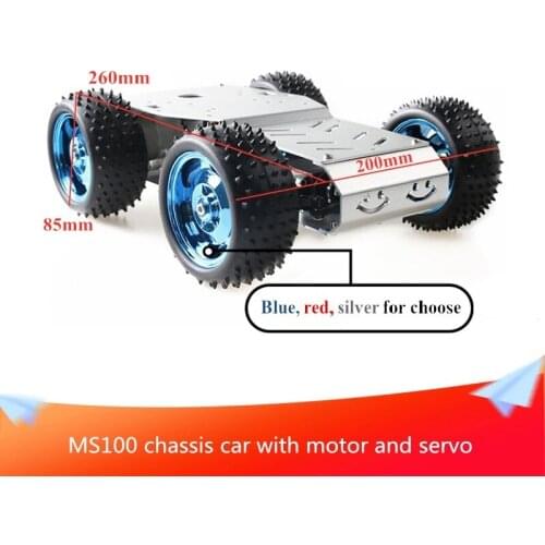 MS100 DIY RC Metal Chassis Car Kit 2pcs motors and 1pcs Servo Remote Control Smart Car Aluminum Alloy Panel DIY RC Toy for Maker
