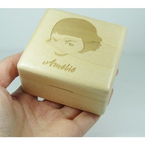 Amelie music box wood wind up music box with La valse D'Amelie theme special gifts