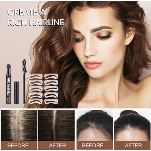 Eyebrow Stamp Pen Kit 6pcs Eyebrow Stencil Shaping Waterproof Brow Powder Eye Eyebrow Definer Brow Powder
