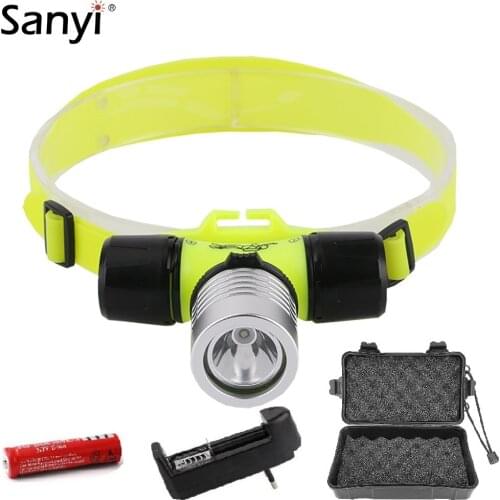 Underwater 20M Diving Diver Headlight Torch LED Headlamp Rotation Head Waterproof Rechargeable 18650 Battery White Light
