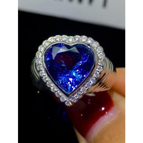 Fine Jewelry Real 18K White Gold AU750 100% Natural Tanzanite Gemstone 4.4ct Tanzania Origin Female Rings for Women Fine Ring