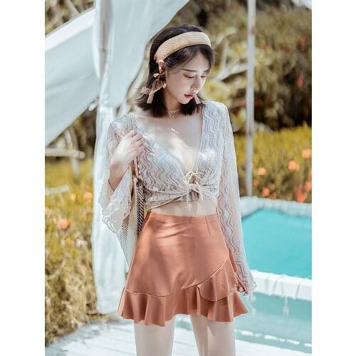 Swimsuit Woman Bikini Girls New Bathing Suit Women Two Piece For Micro Skirt Block Fairy Fan Bubble Swimming Suits Polyester