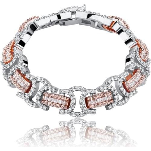 New 13mm Byzantine Bracelet High Quality Iced Out Micro Pave Cubic Zirconia Hip Hop Personalised Jewelry For Gift