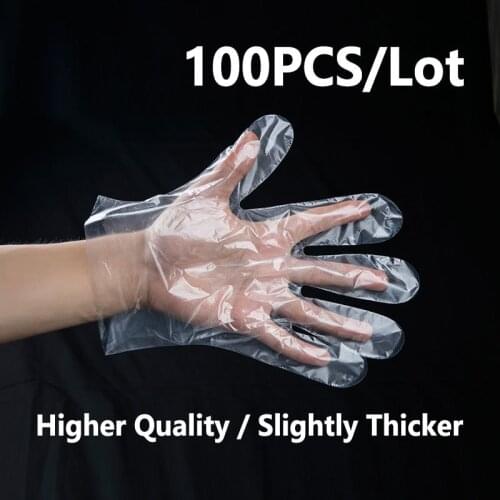 100pcs/Lot Disposable Gloves One-off Plastic Gloves Restaurant BBQ Transparent Eco-friendly PE Gloves Kitchen Garden Food Gloves