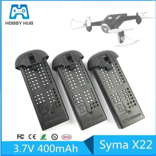 3pcs/lot 3.7V 400mah Original SYMA X22 Black Lithium Battery unmanned aerial vehicle SYMA X22 X22W Accessories