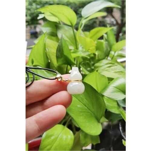 Natural Jade Calabash Pendant Jadeite Emerald Necklace Charm Jewelry Fashion Talisman Lucky Gift for Men and Women