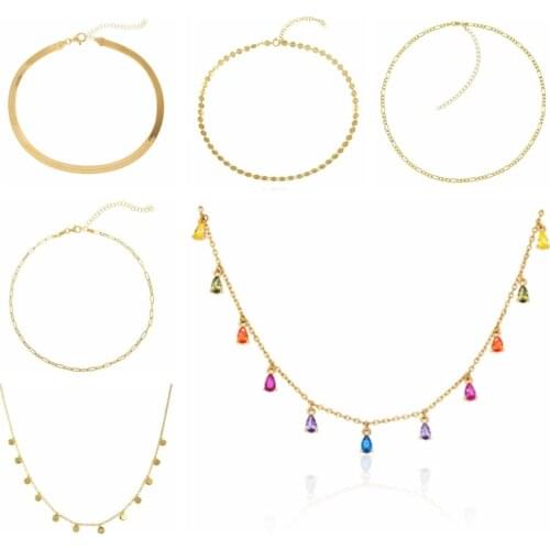 BOAKO Colored Zircon 925 Sterling Silver Necklace For Women Necklace Charms Chains Fine Jewelry Choker Bijoux Femme 2021 Trend