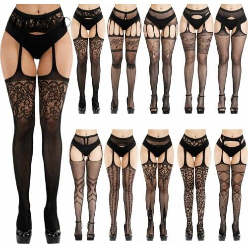 Sexy Fishnet Stockings Women Mesh Sheer Lace Top Thigh High Stockings Over Knee Socks Nightclub Pantyhose Calcetines