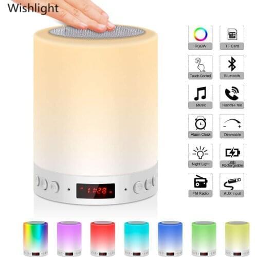 Portable Lamp Speaker Bedside Lamp With Bluetooth Speakers Touch Control Color LED Wireless TF Card Bedside Table Lamp Speaker