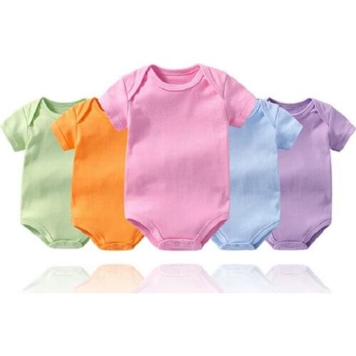 Blank Newborn Clothes Baby Girls Bodysuit 100% Cotton Soft Premature Tops Shirts Solid Candy Color Girls Jumpsuits Bebe Roupas