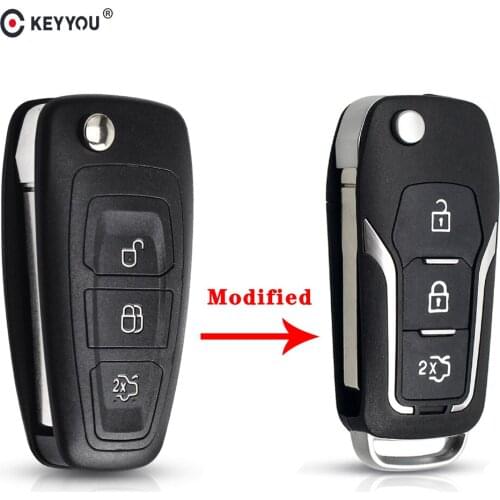 KEYYOU Flip Folding Modified Remote Key Shell Car Key Cover 3 Button For Ford Mondeo Focus Fiesta C Max S Max Galaxy HU101 Blade