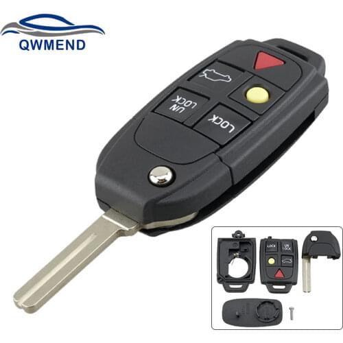 5 Buttons Replacement Smart Remote Car Key Shell Case for Volvo XC70 XC90 V50 V70 S60 S80 C30 Flip Key Case With Blade