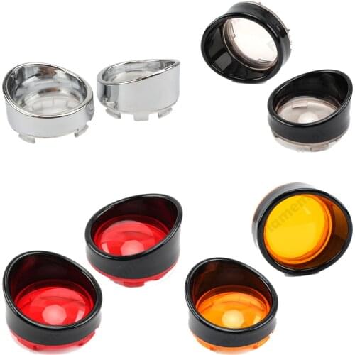 2Pcs Bullet Chrome Amber Motorcycle Turn Signal Light Lens Cover Visor Lenses Bezel For Harley Dyna Sportster 1200 883 UNDEFINED