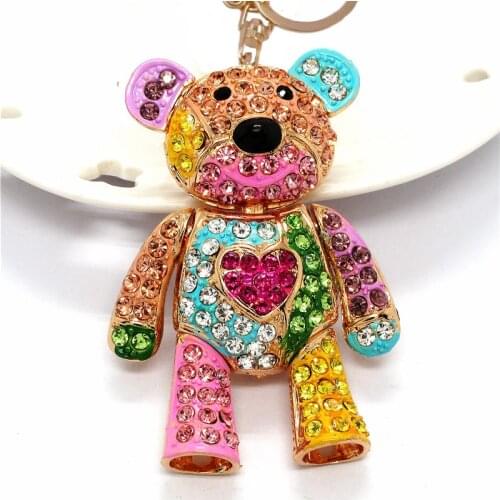 Xdpqq for Europe and the United States fashion color bear metal keychain creative exquisite small gift car pendant