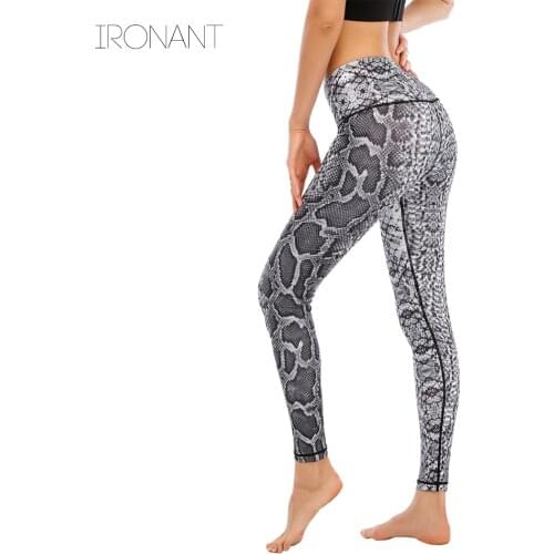 Women Scrunch Butt Yoga Tummy Control Snake Print Sport Gym Leggings High Waist Fitness Workout Pants Elastic Push Up Tights